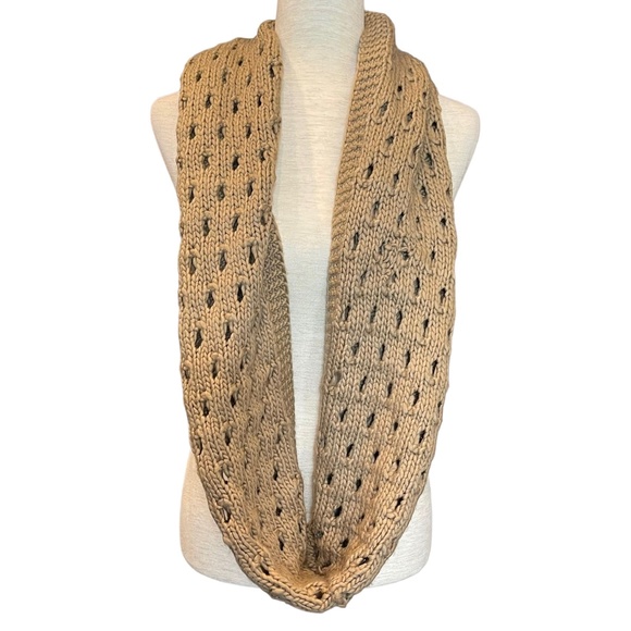 Knit Infinity Loop Tan Scarf - Picture 1 of 7